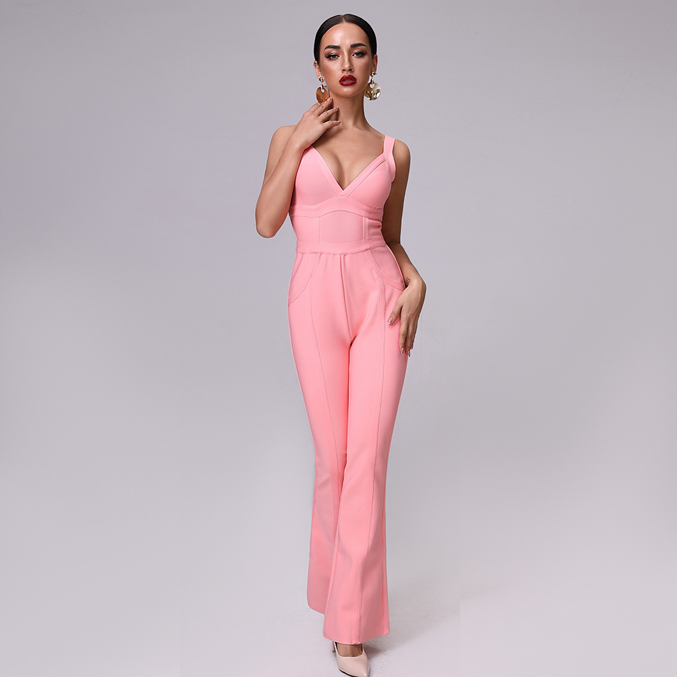 pink bandage jumpsuit