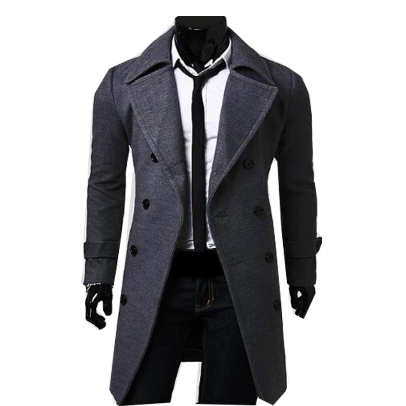 

Men's Wool Coats & Jackets Winter Cashmere Jacket Man Long Section Single Breasted Overcoat Turn-down Collar Casual Woolen Coat, Black