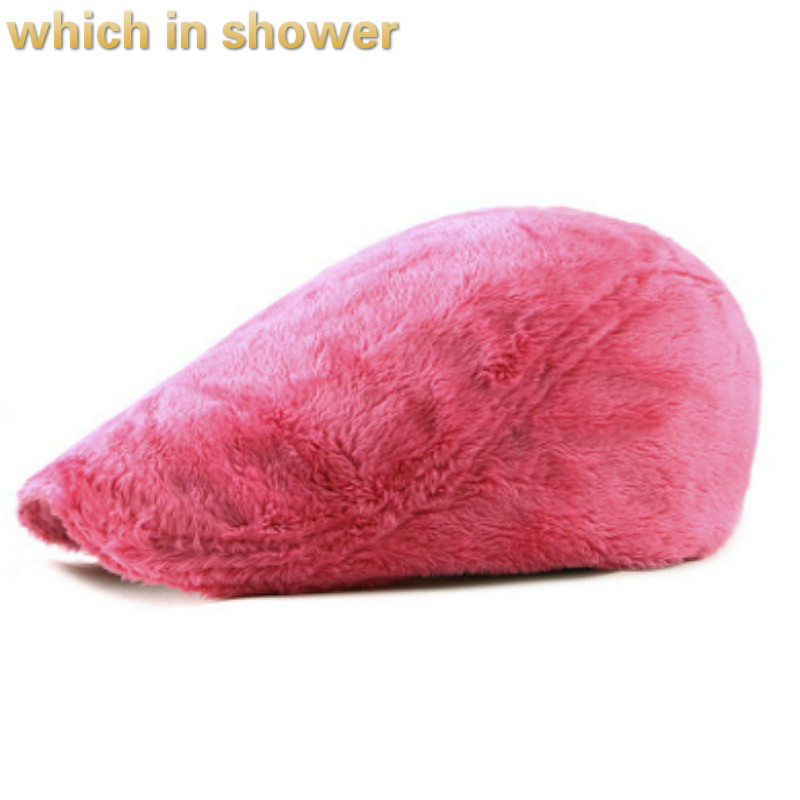 

Soft Velvet Winter Beret Hat For Women Thick Warm Fleece Winter Female Visor Blank Vintage Peaked Cap Outdoor Biona Ivy Cap Bone, Black