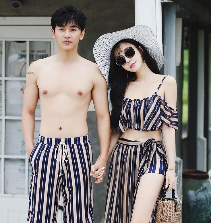 

New Womens Bikini Swimsuits Couple Swimwear Skirt Summer Sexy Dress Bikinis Set Plus Size Women Bathing Suits Lovers Swimsuit