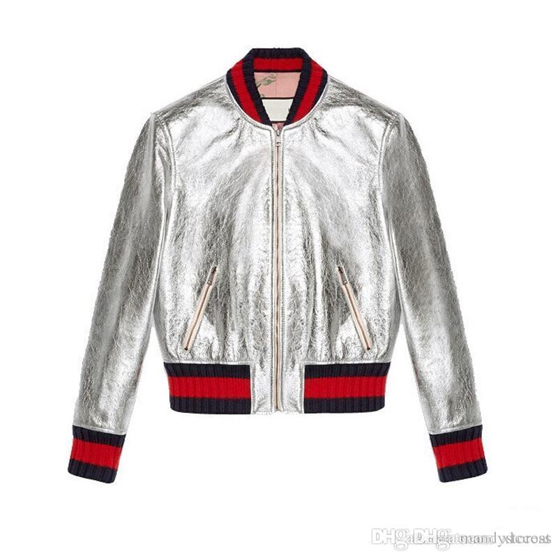 

New Jacket women baseball Jacket Fashion Top Quality patch Color leather Spring and Autumn skin coat for women Coats, Black;brown