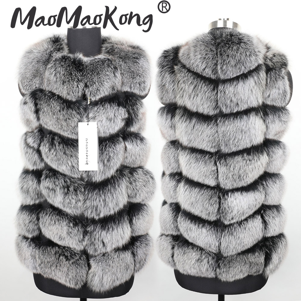 

2019 chaqueta de cuero de invierno chaqueta femenina piel zorro hierba natural chaleco manga larga para manten, Orange