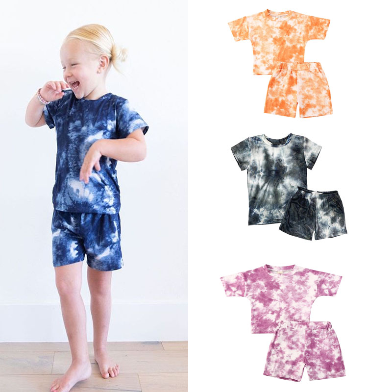 

1-5Years Toddler Kids Baby Girls summer clothes T-Shirts Tops+ Shorts 2pcs printed clothing set fashion Outfits, Black