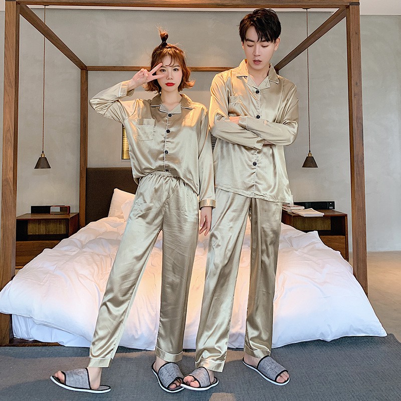 

Lovers Couples Spring Summer Autumn Men Satin Silk Pyjamas Sets of T-shirt & Shorts Male Pijama Sleepwear Leisure Home Clothing, Style 03