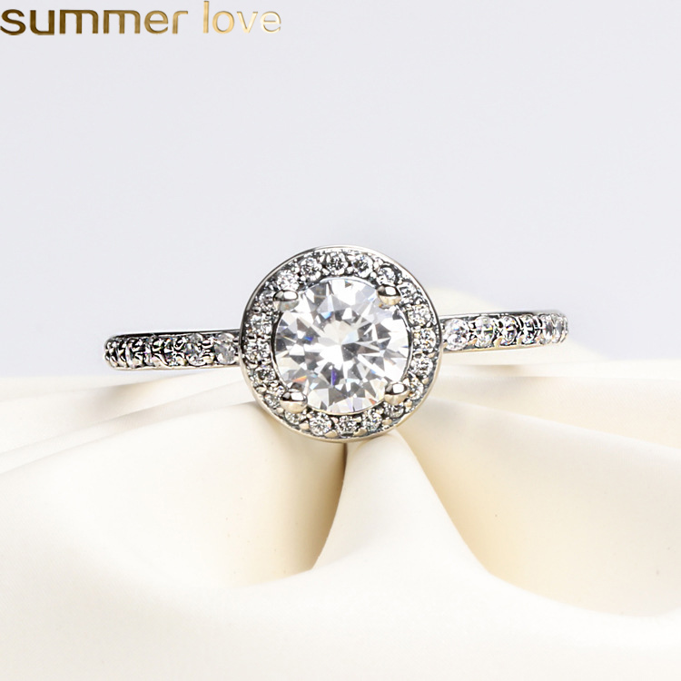 

Real 925 Sterling Silver CZ Diamond Ring Band Finger Rings Wedding Ring Wedding Ring Engagement Jewelry for Women