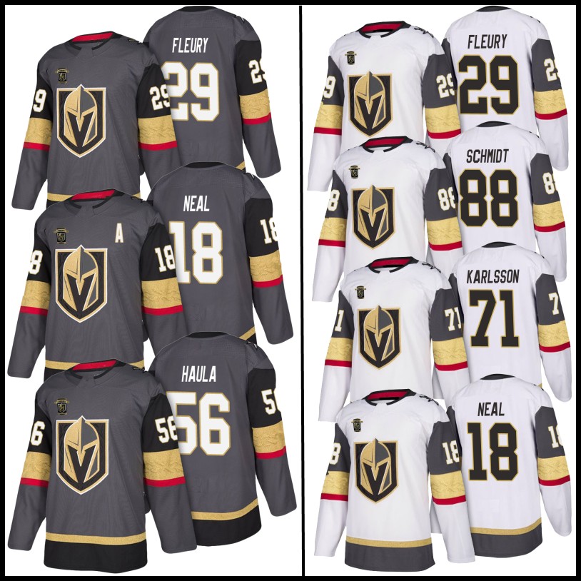 

Stitched Vegas Golden Knights 29 Marc-Andre Fleury Jersey 18 James Neal 56 Erik Haula 88 Nate Schmidt 2019 New Top Quality Hockey, Black;red