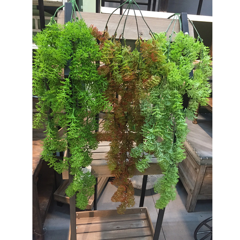 

Plastic Air Grass Plants Home Church Furniture Beach Decor Hanging Basket Artificial Moss Grass Plant, Red