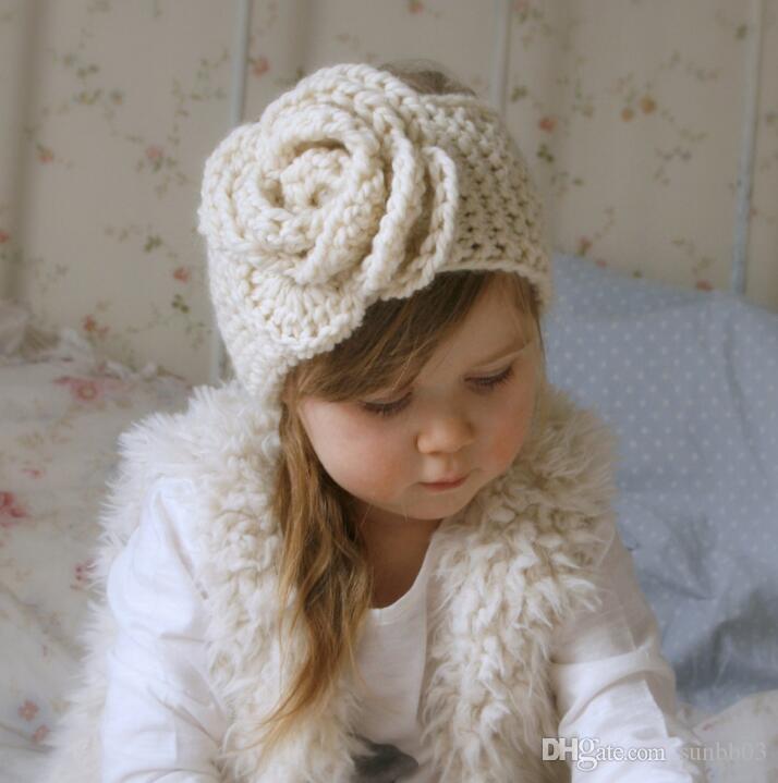 

Hot Autumn Winter Europe Baby Flower Knitted Headbands Girls Hair Bands Childrens Warm Crochet Hair Accessories Cute Kids Headwrap A693, Please remark colors