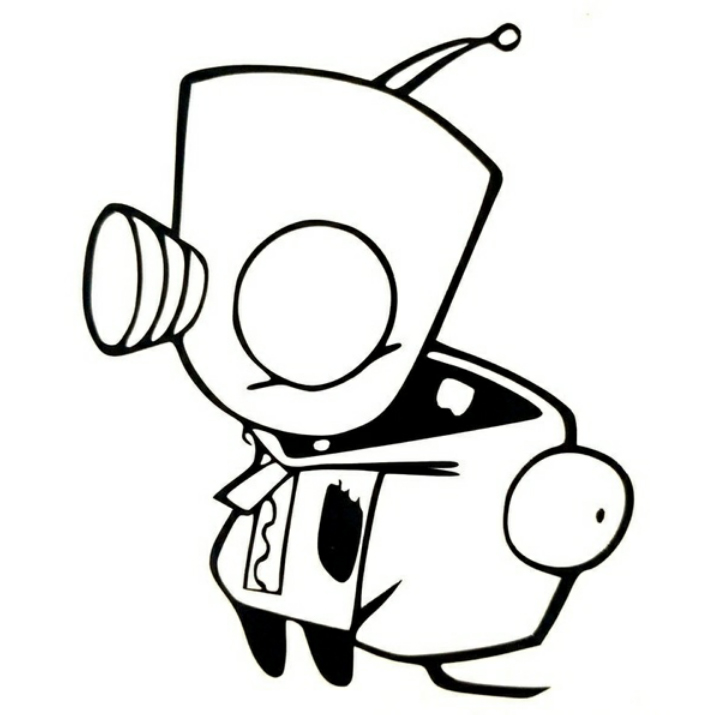 

11.6*14.2CM Invader Zim Gir Dog Funny Vinyl Decal Car Sticker Black/Silver CA-1259