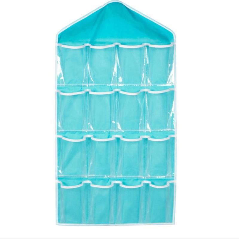 

16 Visible Pockets Hanging Organizer for Wardrobe Closet Transparent Storage Bag Door Wall Clear Sundry Bag with Hanger Pouch