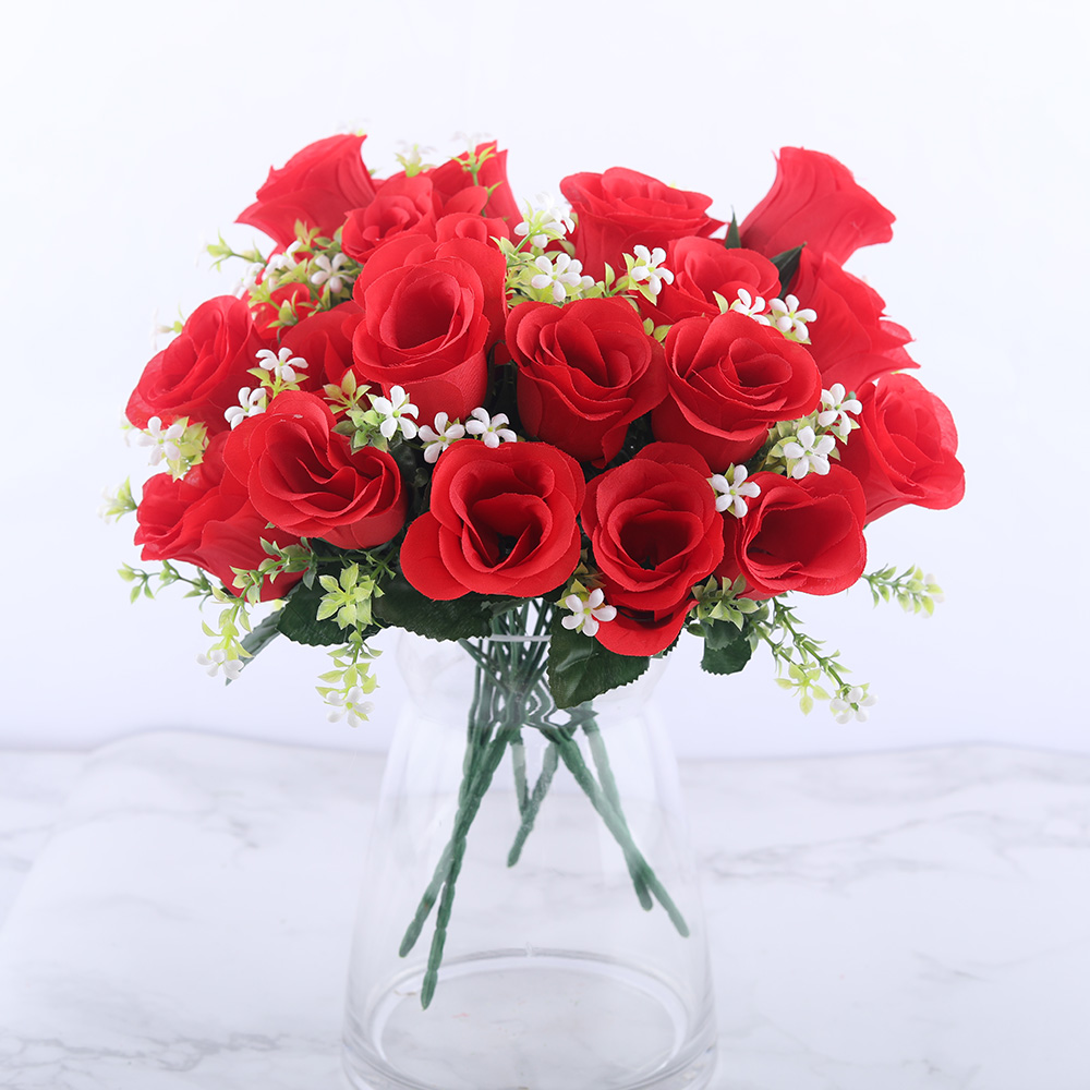 

5 Heads Artificial Rose Bouquet Silk Red Pink Royal Roses Fake Flower Cheap Garden Decor Indoor Decoration for Home Party A10034