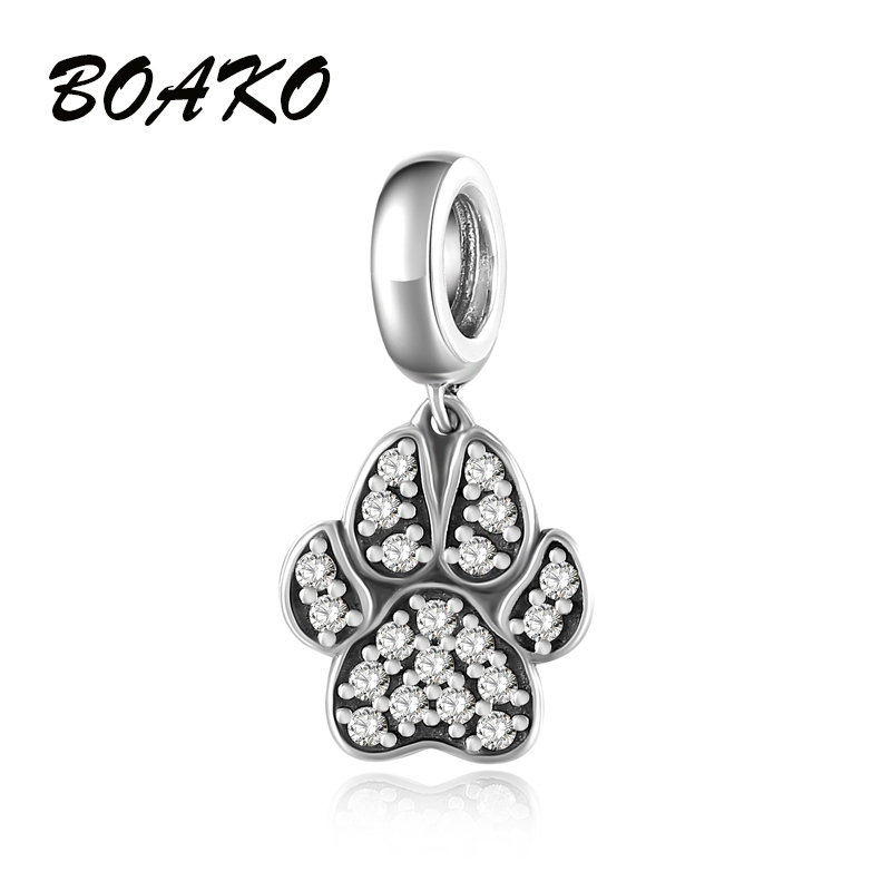 

Charms BOAKO S925 Sterling Silver Cute Pet Cat Claw Print Footprint Pendant Anti-allergy Temperament Necklace For Women