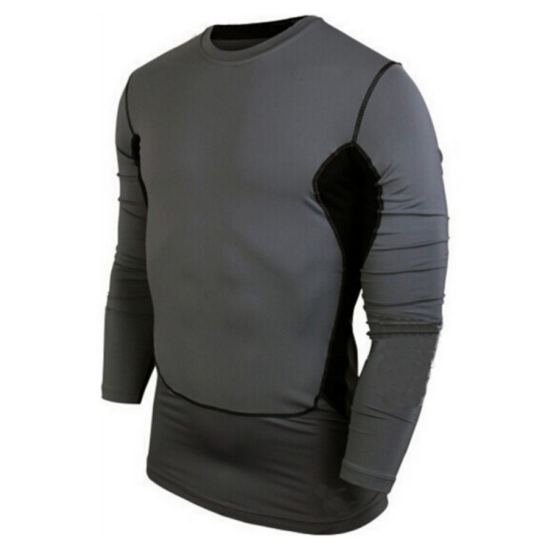 

Men Compression Base Layer Top Tight Long Sleeve T-Shirt Athletic Collection, Gray