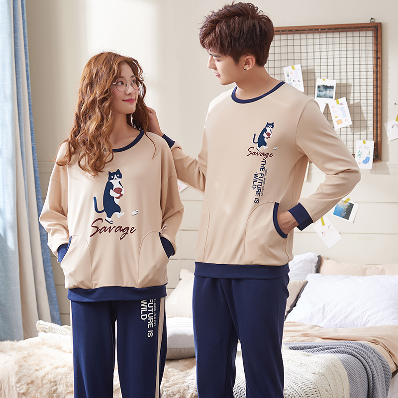 

Couple Pajamas Set Spring And Autumn Cotton Cartoon Women Pyjamas Plus Size -3XL Long Sleeve Sleepwear Men Lounge Pijamas Mujer, 8823