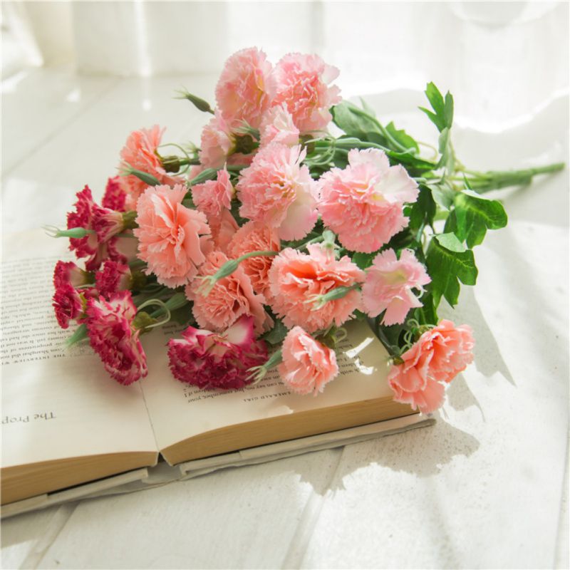 

1pc 10 Heads Fresh Artificial Flower Carnation Silk Flower Fake Plant For Mother's Day Home Wedding Party Decoration Accessories