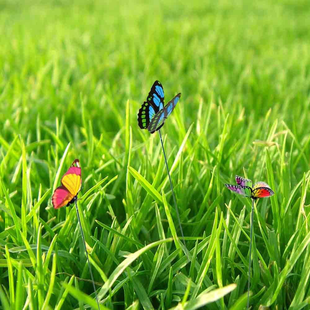 

50x garden yard planter colorful whimsical butterfly stakes or red/ blue/ green/ yellow dragonfly stakes bonsai flower bed pot decorations