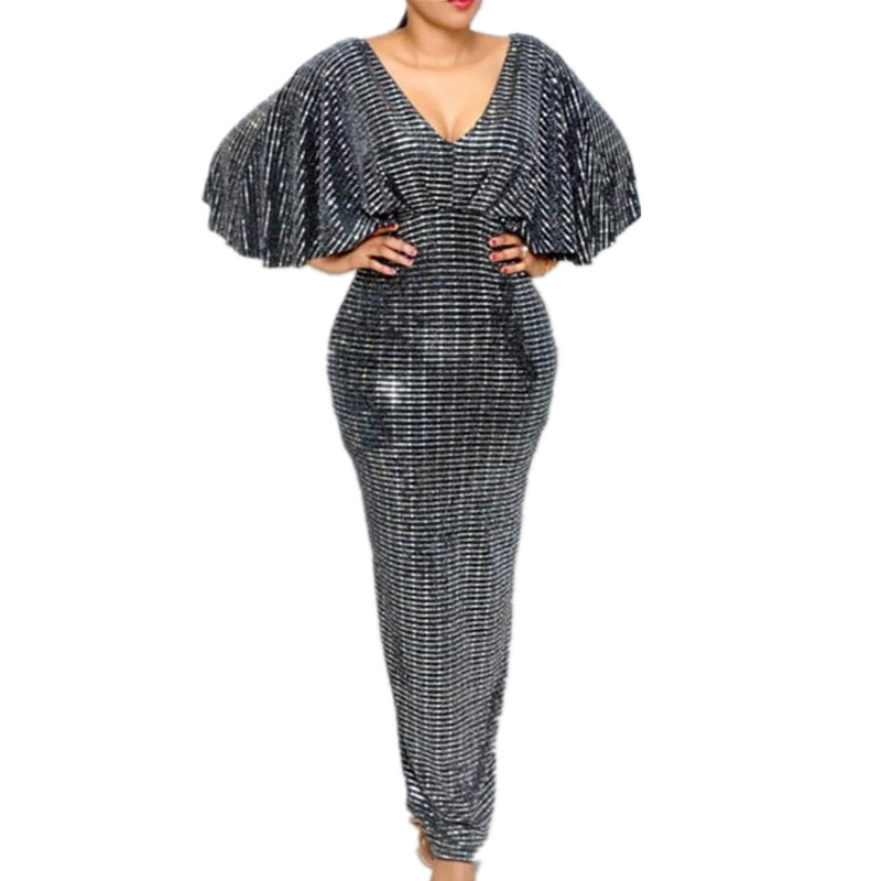 

Summer Sexy Women Long Pencil Dresses Club Luxury Party Tunic High Waist Backless Female Sequin Glitter Evening Maxi Dress, Gold