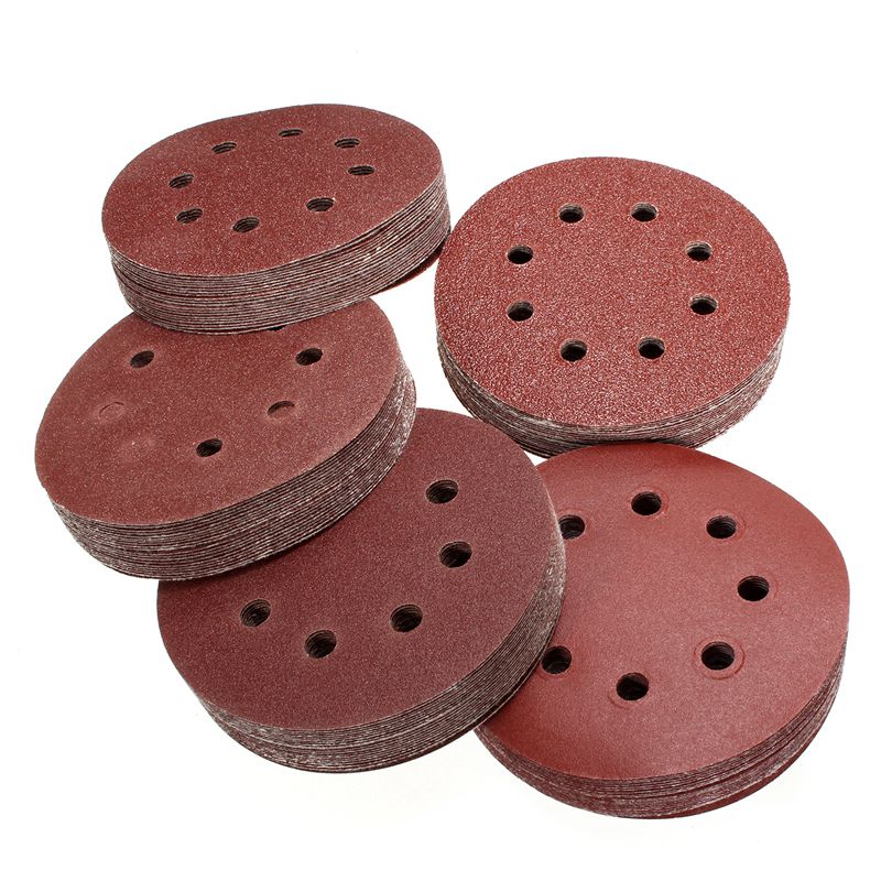 

100Pcs 5in Sander Disc 60/80/100/120/240 Grit Sandpaper Sheet Hook Loop Sanding Disc Sanding Disk for Sandpaper Grinding
