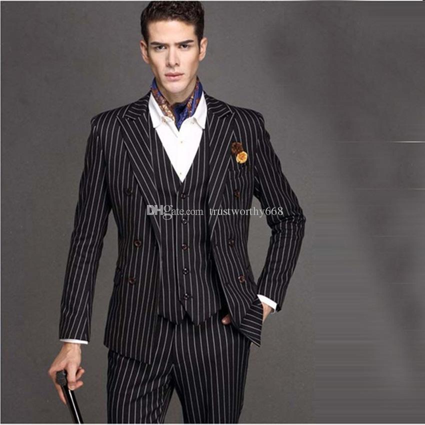 

New Arrival Double-Breasted Groomsmen Peak Lapel Groom Tuxedos Men Suits Wedding/Prom Best Man Blazer ( Jacket+Pants+Vest+Tie) A505, Same as image