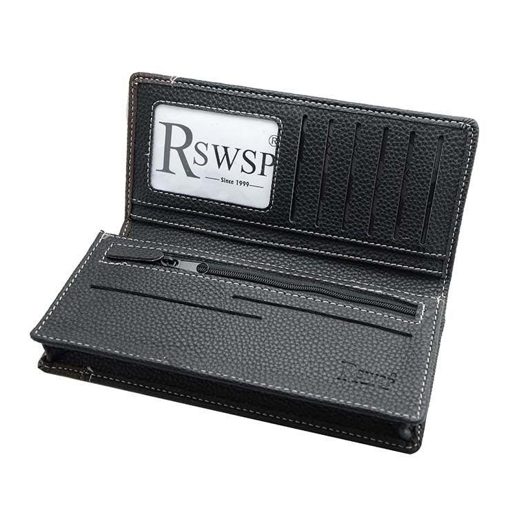 

Men Leather Bifold Credit ID Cards Holder Long Wallet Purse Checkbook Clutch Black