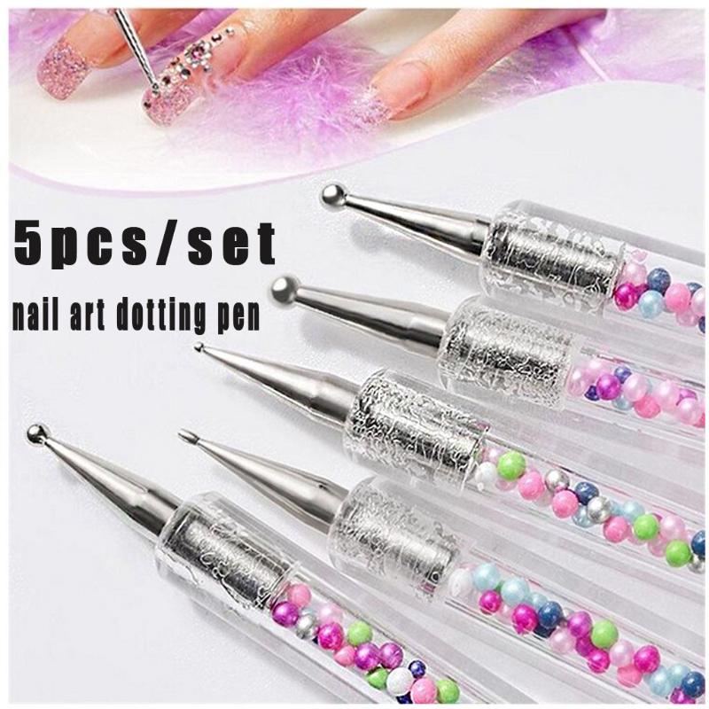 

5Pcs/set Professional Manicure Tool Double-head Nail Art Dotting Nail Art Brush Pen Painting Tools