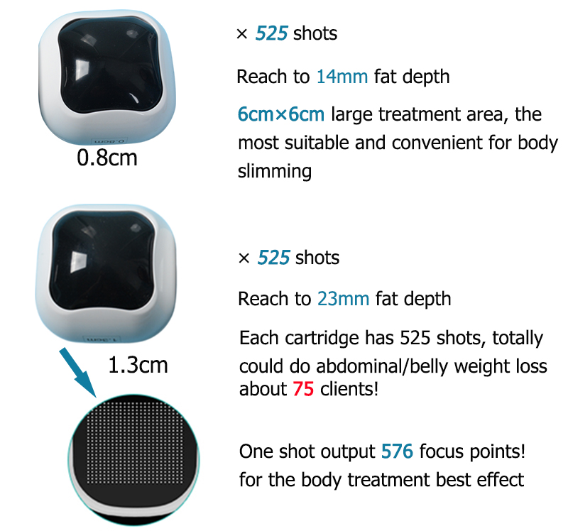 

2022 Liposonix cartridge Accessories Parts 0.8cm &1.3cm machine for body shaping lipo sonix skin tightening weight loss hifu liposonix machines 525 shots