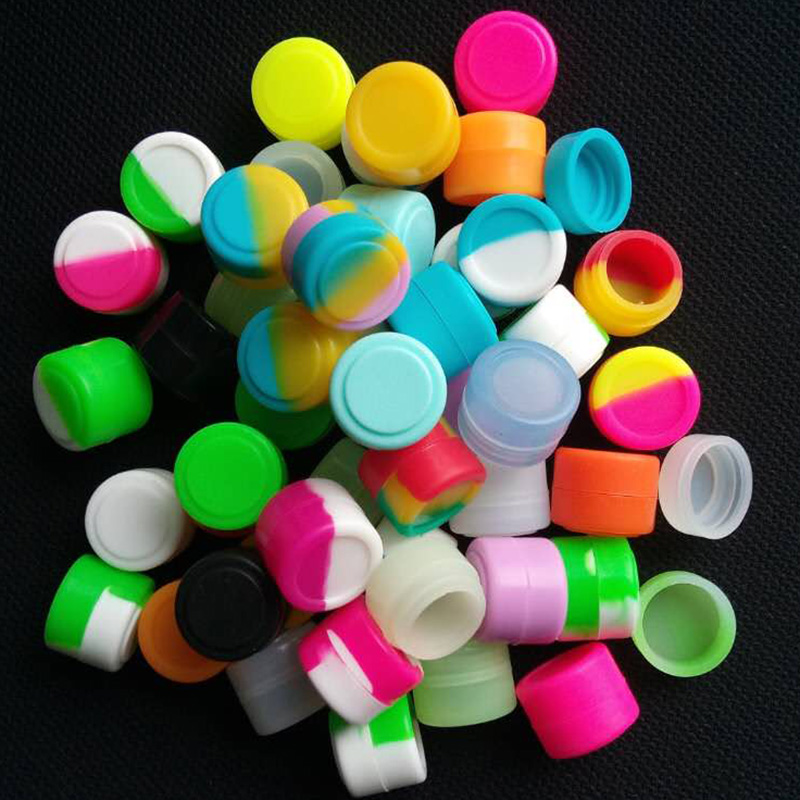 

50pcs/lot 2ml mini assorted color silicone container for Dabs Round Shape storage jars wax