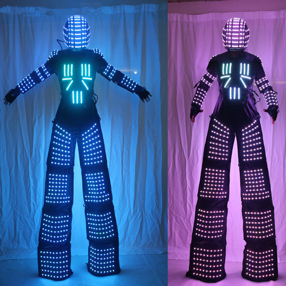 LED Suits Luminous Robot Costume David Guetta LED Robot Suit illuminated kryoman Robot led stilts clothes-image-386928529