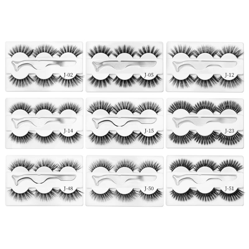 

MAGEFY 3 Pairs 3D Mink False Eyelashes With Tweezer Crisscross Natural Makeup Eyelash Fluffy Mink Fake Lashes for Women Fashion