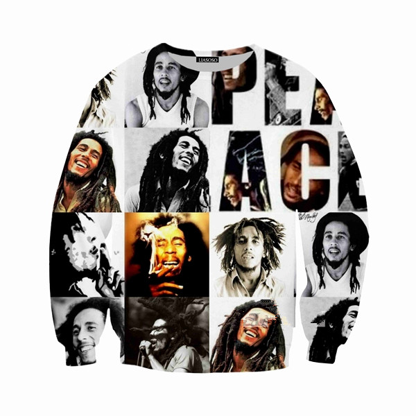 

Newest Fashion Singer Reggae Bob Marley Sweatshirt Men Women 3D Print 3D Funny Long Sleeve Tracksuit Pullover Outerwear Casual Tops W62, Multi
