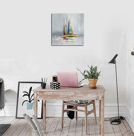 

Hot sales Free shipping Wholesales 2019 1 PC Frame Modern Style Abstract Sailboat Living Room Decorative Painting