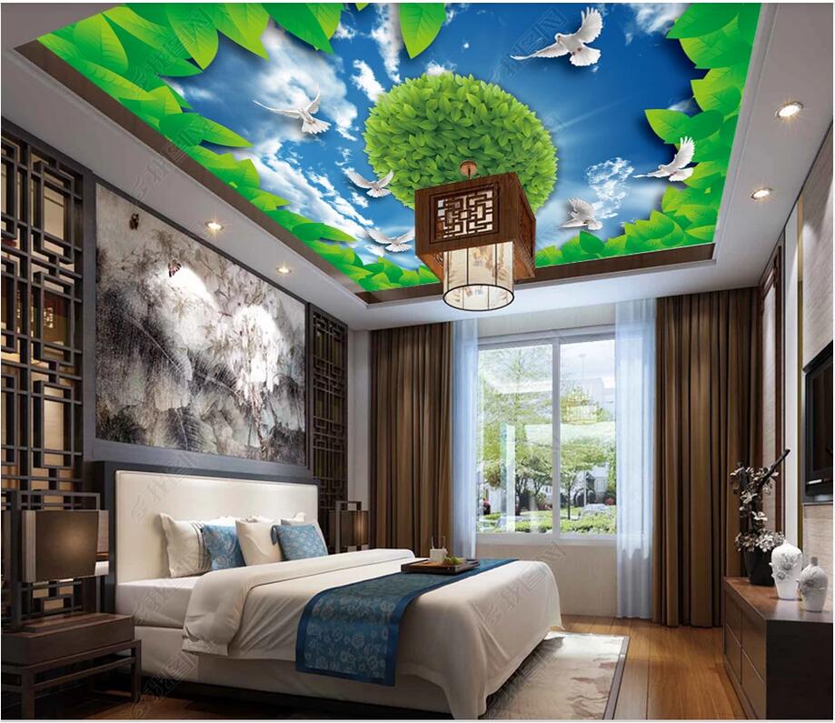 

WDBH 3d wallpaper custom photo Hd leaf pigeon blue sky zenith decorative painting home decor 3d wall room murals wallpaper for walls 3 d, Non-woven