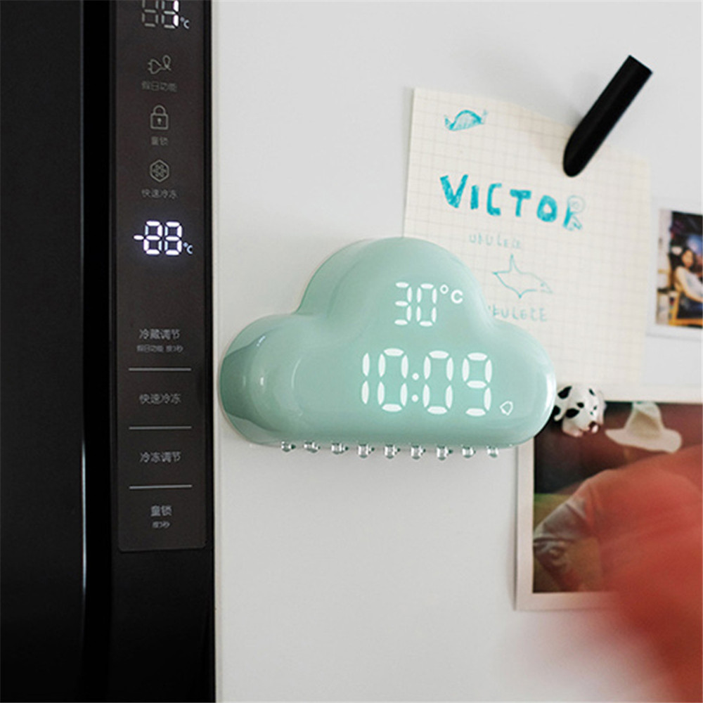 

Cloud Alarm Clock Charging Digital Snooze Alarm Clock Temperature Display Magnetic Kitchen Smart Voice Control
