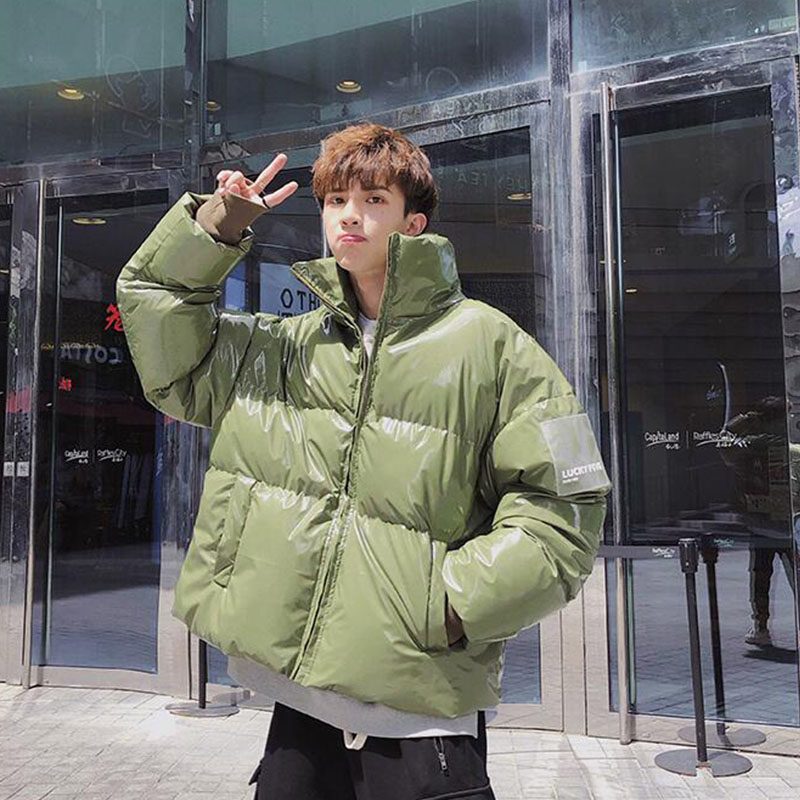 

winter jacket men cotton clothes fashion men winter warm slim down jacket zipper solid coat, Black