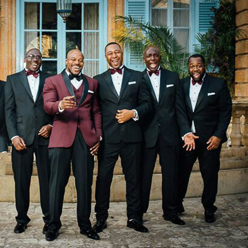

Slim Fit Men Suits for Wedding Burgundy Groom Tuxedos Dark Blue Groomsmen Blazer Mariage Party 2Piece Costume Homme Casual Trajes de Hombre, Same as image