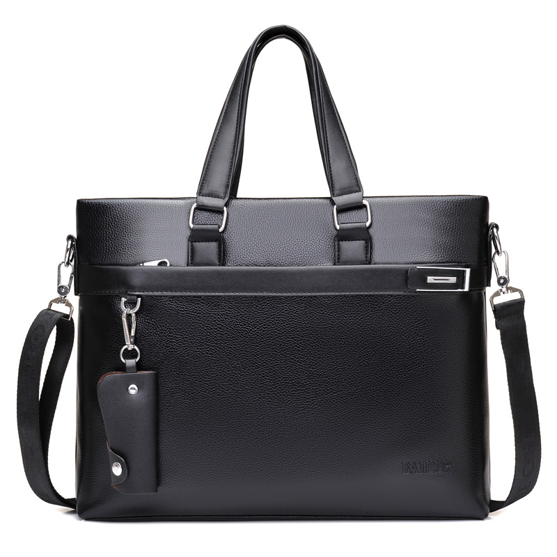 

2020 Luxury Leather Business Men's Briefcase Male Fashion Shoulder Bag Men Messenger Bag Boy Casual Tote Computer 14 Inch, Black