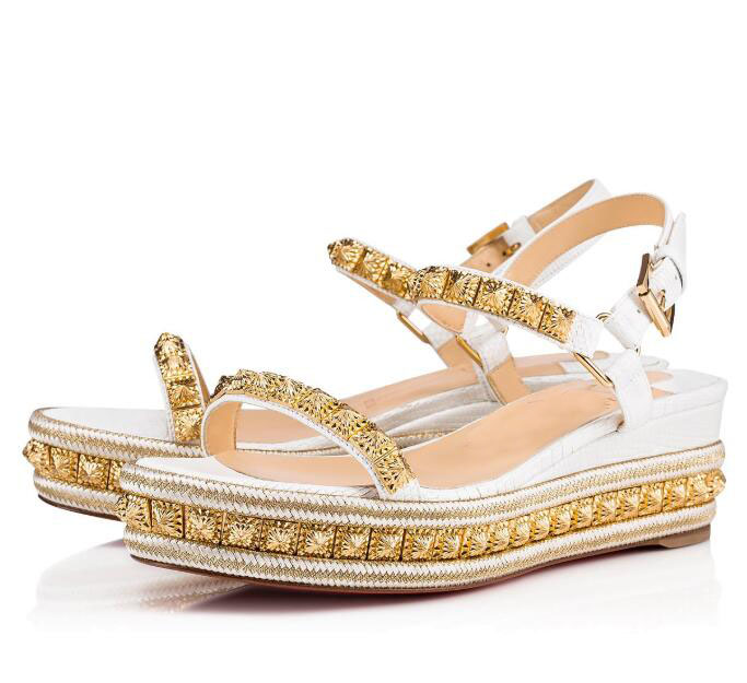 Luxe Lady Red Chaussures de fond pour Pyraclou Sandales Wedge Goujons femmes boucle cheville Gladiator sandales robe de soirée de mariage avec la