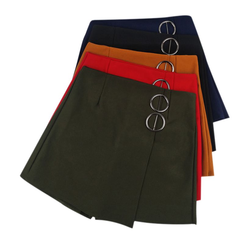 

Women Sexy Stretchy High Waist Anti-light Irregular Pleated Short College Skirt Solid Color A-line Miniskirt, Khaki