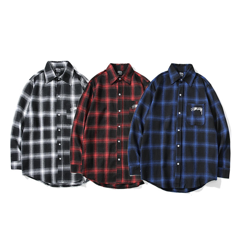 

Fashion-Men's Designer Shirts Brand Luxury Tops Trend Loose Men Shirt Top Top Plaid Long Sleeve Mens Casual Shirt Size -2XL, White;black