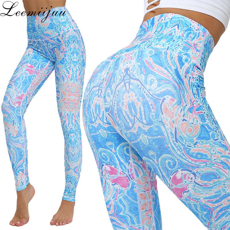 

LEEMIIJUU Gothic Print Women Yoga Pants High Waist Fitness Leggings Running Gym Pants Women Colorful Sporting Workout Leggings, 6119