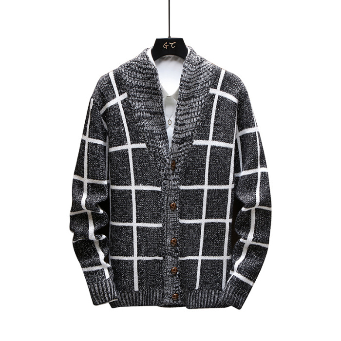 

Men's Sweaters Fashion Oversize Mens Sweater 2021 For Men Casual Male Buttondown Jersey Plaid Stripe 3 Colors Asian M-3XL, Blue