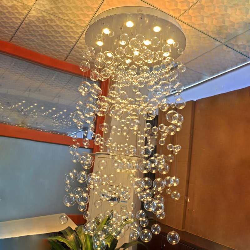 

Long Staircase Bubble Lighting Modern Lamps Art Deco Hand Blown Glass Chandelier European Style LED Round Flush Mounted Chandeliers
