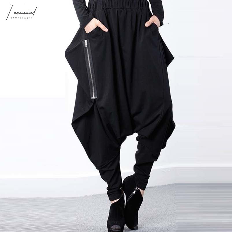 Punk men 2018 Cross Totem Jogger Pants Low Rise Lantern Mens Harem Hiphop