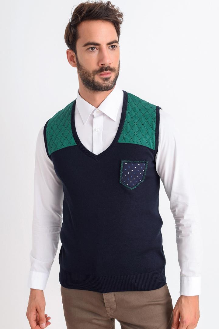 

Heyss V-Neck Male Sweater Pullover Sweater, Green