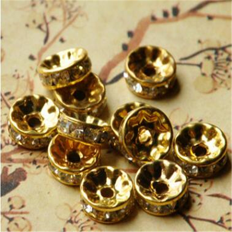 Bille ronde lisse Espaceur Perles Plaqué or 2,4 mm à 12mm pick argent antique