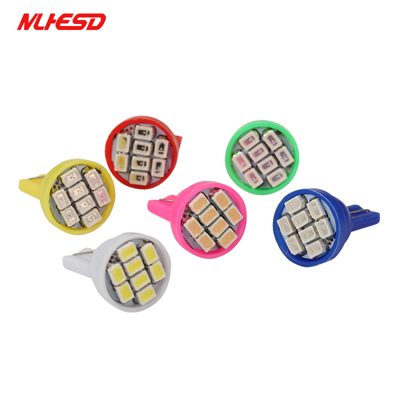 

500pcs T10 LED Wedge Bulb 8 SMD 1210 LED W5W 2825 158 192 168 car parking light auto Dashboard Indicator Lamps DC 12V 10X, As pic