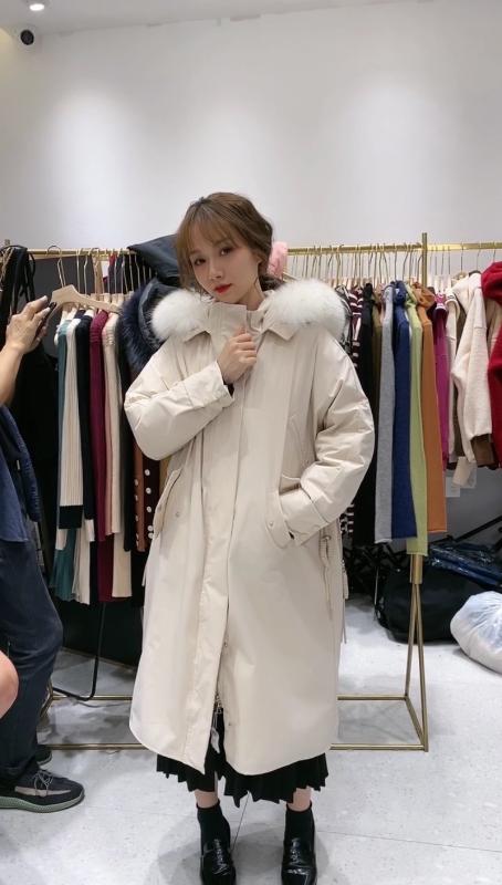 

LOYO kaka new winter hot style down jacket female in han edition fashion thickening over-the-knee long white duck down, Black