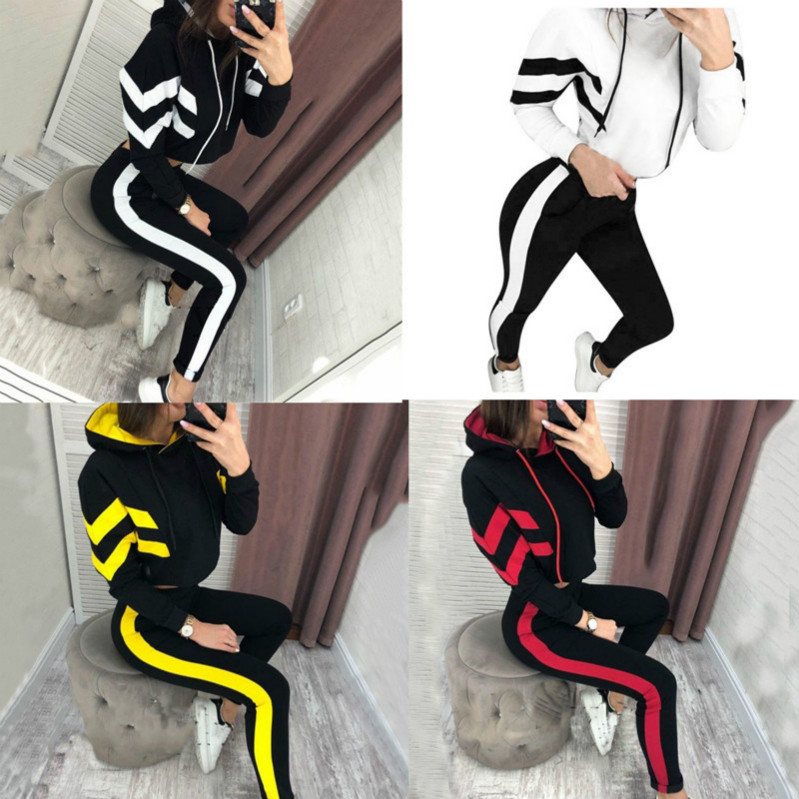 

Womans Designer Suits Females Hooded Navel Sweater Suit Two-piece Set Fashion Trend Luxury England Preppy Brief Style Size -XL Hot Sale, Black