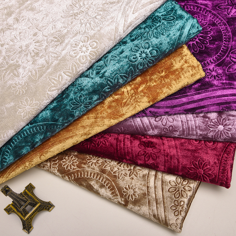 Wide 57" 3D Embossed Ice Velvet Upholstery Sofa Fabric By the Yard Flannel backrest Soft Background DIY Pillow Velour Material-image-536749248