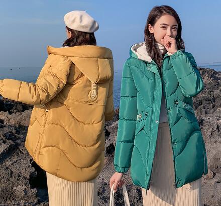 

Wholesale fashion down cotton women's loose bf long cotton jacket embroidered bread coat size M-XXXL, Creamy-white